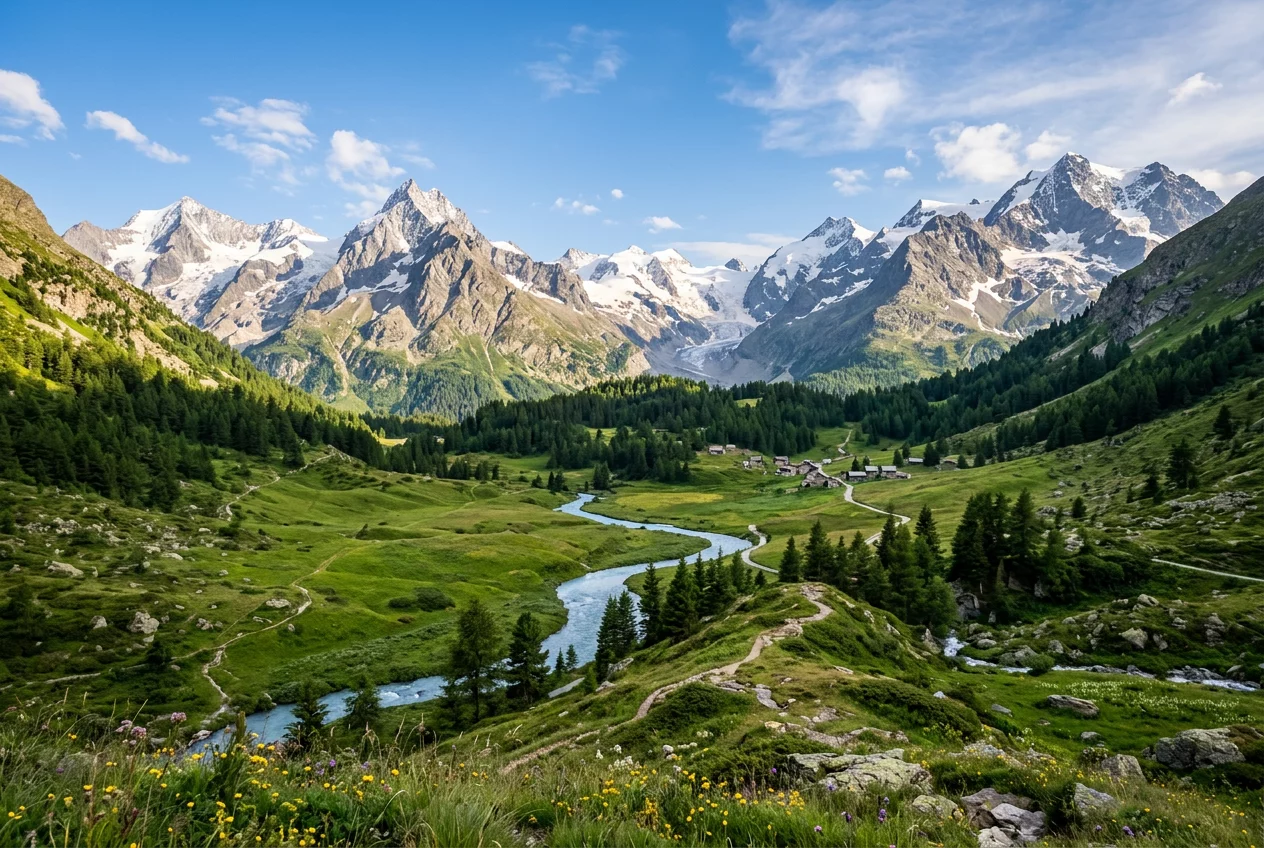 Hidden valley in the mountains