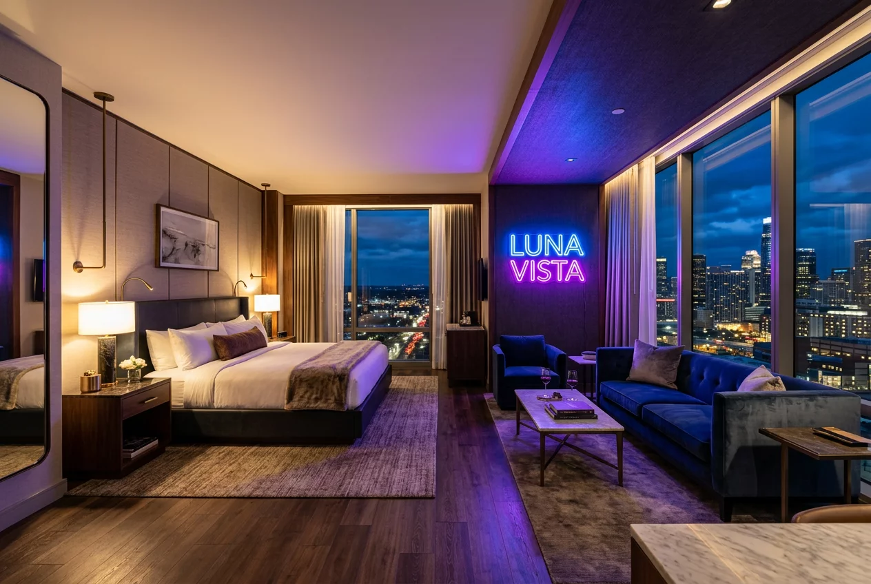 Modern hotel suite interior